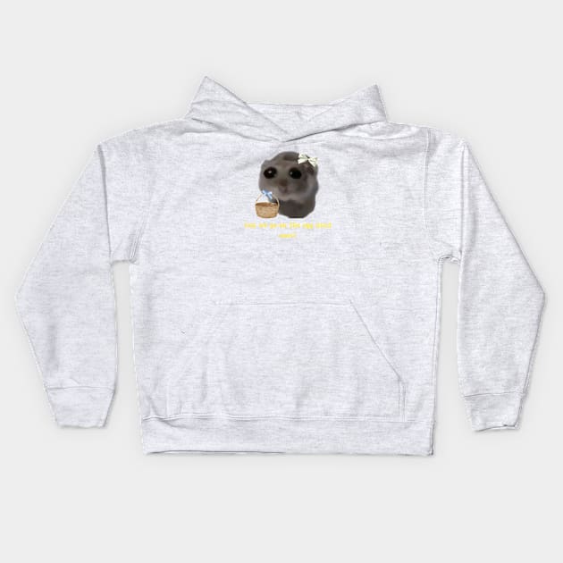 Sad hamster Can we go on the egg hunt now? Kids Hoodie by suzanoverart